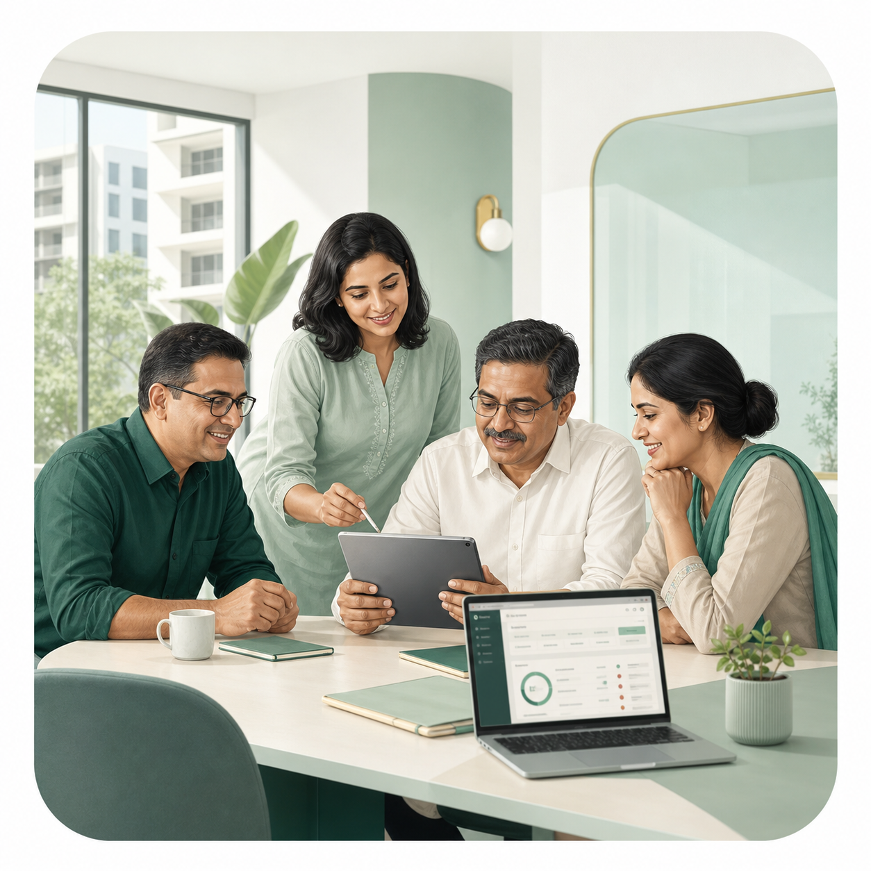 Society committee reviewing a reconciled payments ledger in Nandy